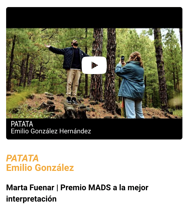 Premio a la actriz Marta Fuenar por PATATA